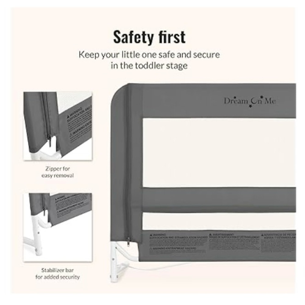 New! Dream On Me Mesh Adjustable Bed Rail - Picture 5 of 10